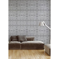 Additional view of Stratos Wallpaper in charcoal and medium gray, featuring matte finish.