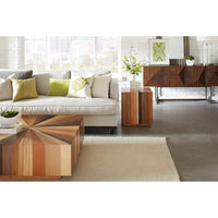 Alternate view of Sun Coffee Table, featuring natural clear coat, solid wood, wood veneer, and low coffee-table height.