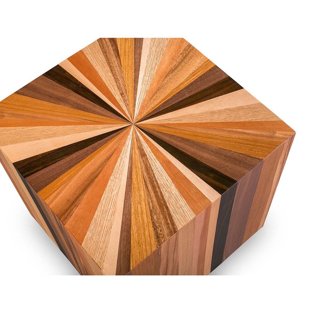 Additional view of Sun End Table in warm caramel brown and medium oak tan.