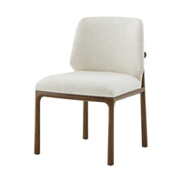 Additional view of Kesden Dining Side Chair in ivory and warm brown, featuring armless side chair.