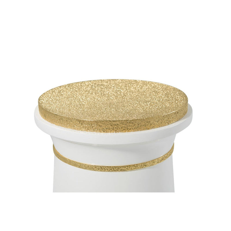 Alternate view of Judith Leiber Round Accent Table 14in in white and gold.