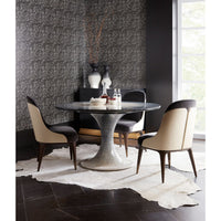 Alternate view of Panos Dining Table, featuring hand-painted ombre finish, wood, and a single pedestal base.