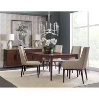 Alternate view of Lido Rectangular Dining Table in dark brown and bistre.
