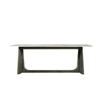 Additional view of Repose Rectangular Dining Table in ivory white and charcoal gray.