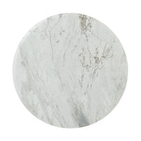 Additional view of Repose Round Dining Table in white and gray, featuring polished stone finish and round tabletop.
