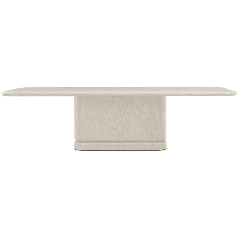 Alternate view of Luna Rectangle Dining Table, featuring matte finish, wood, oak, and a solid pedestal base.