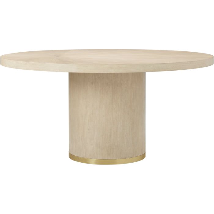 Alternate view of Judith Leiber Round Sunburst Dining Table in light blonde and natural beige.