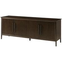 Alternate view of Lido Credenza, featuring wood, forged metal, and four-door enclosed storage.