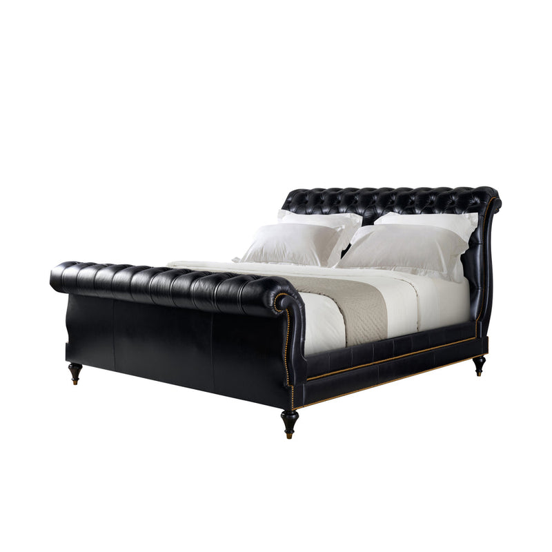 Alternate view of Spencer London King Sleigh Bed in black and brass.