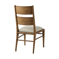 Additional view of Nova Dining Side Chair V in medium brown wood and warm taupe oak.