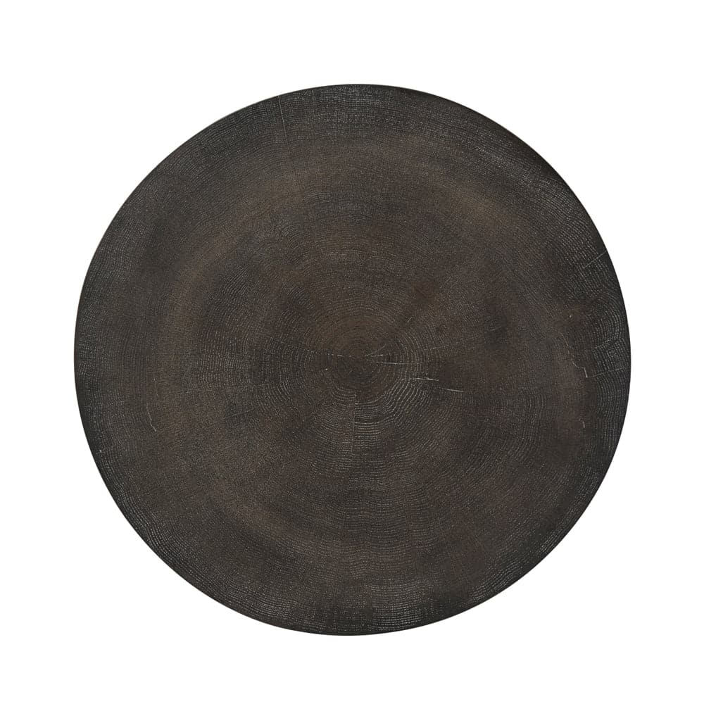 Additional view of Jayson Accent Table in charcoal and dark gray, featuring ember finish and a flat circular top surface.