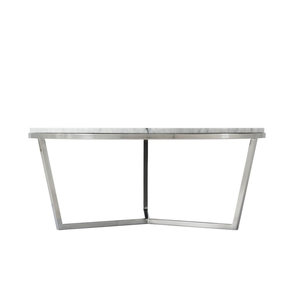 Alternate view of Small Fisher Round Cocktail Table (Marble), featuring polished finish, marble, metal, and a tripod base.