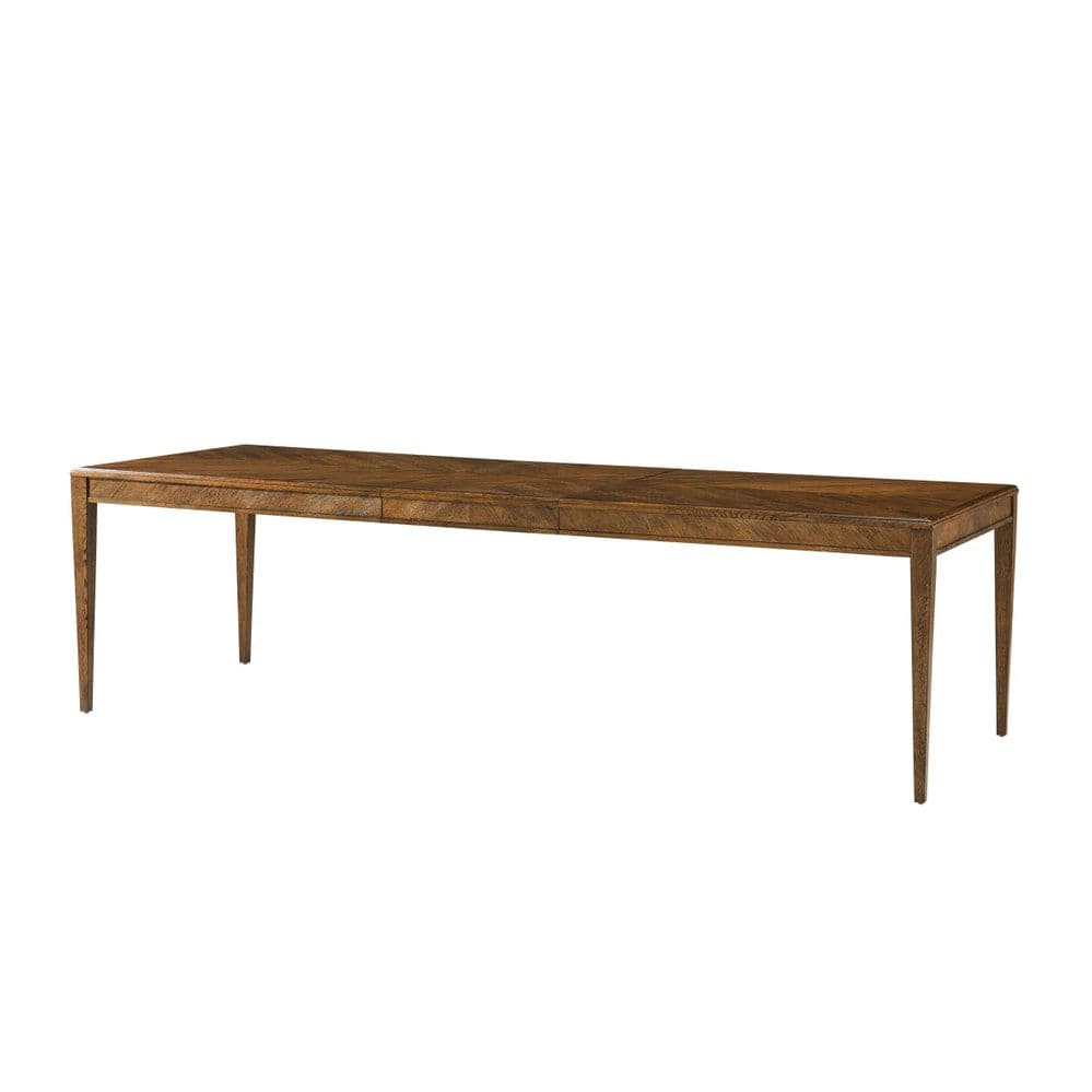 Alternate view of Nova Rectangular Extendable Dining Table in warm medium brown and dusk oak brown.