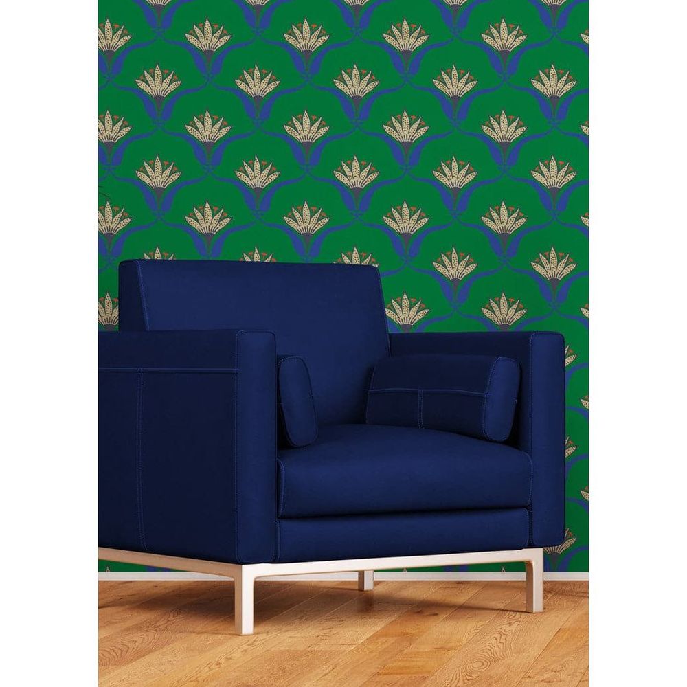 Wallflower Wallpaper-Mitchell Black-MITCHB-WCJT6-JA-PM-10-Wall DecorPatterns Jade-Premium Matte Paper-2-France and Son