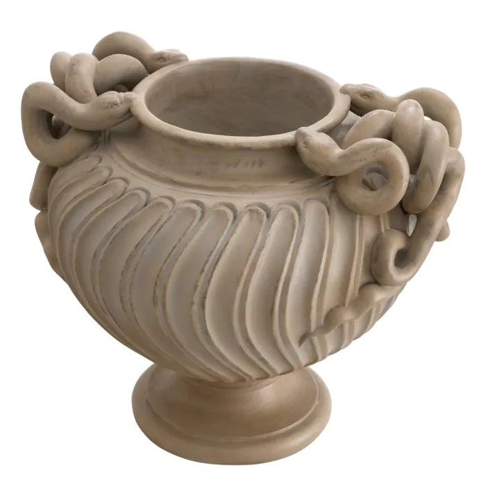 Alternate view of Vase Antonine antique look finish in beige and taupe.