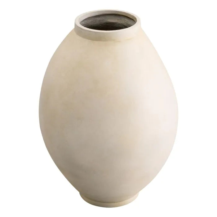 Additional view of Vase Moon Jar sandstone finish L in ivory and warm beige.