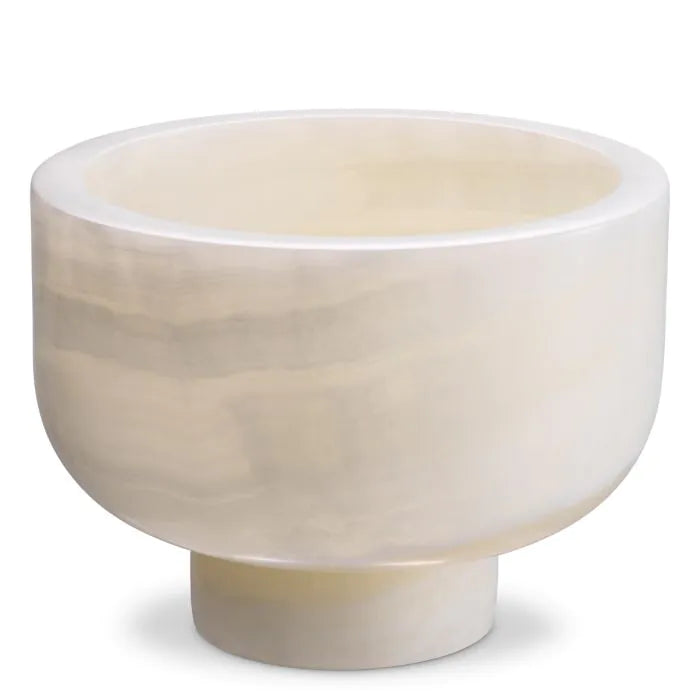 Bowl Fayum onyx, shown in ivory and cream with onyx, natural stone, and open vessel cavity.