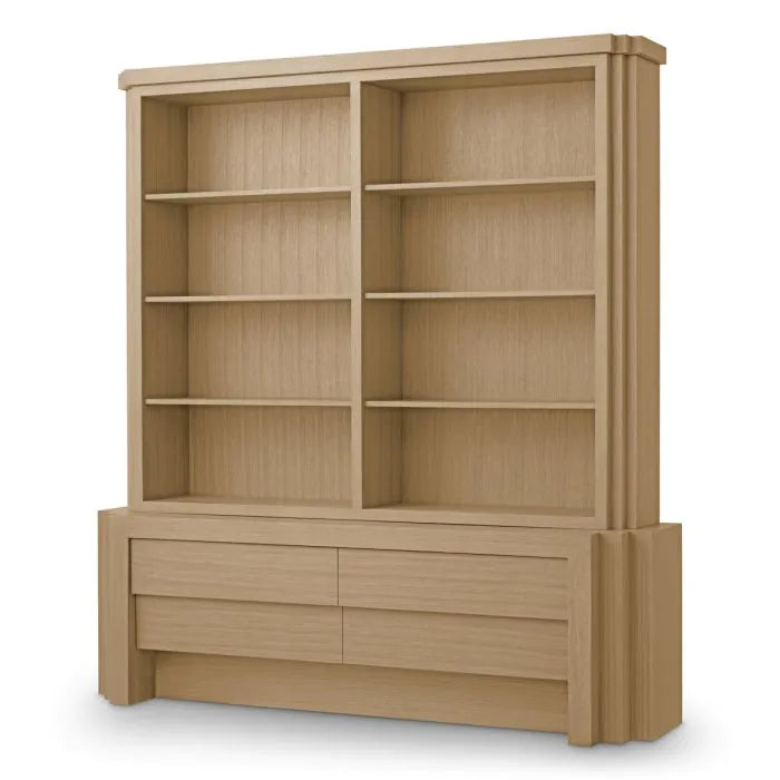 Cabinet Metropolitan L natural oak veneer, shown in natural oak and light beige with oak veneer and wood.