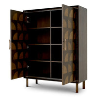 Additional view of Cabinet Kumo Charcoal Brown Oak Veneer in charcoal brown and medium oak tan.