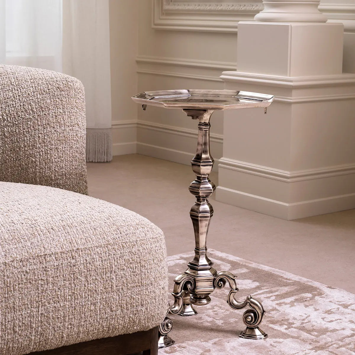 Alternate view of Side Table Verney Antique Silver Plated in antique silver and pewter gray.