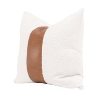 Additional view of The Split Decision 20" Essential Pillow in white and cognac brown.
