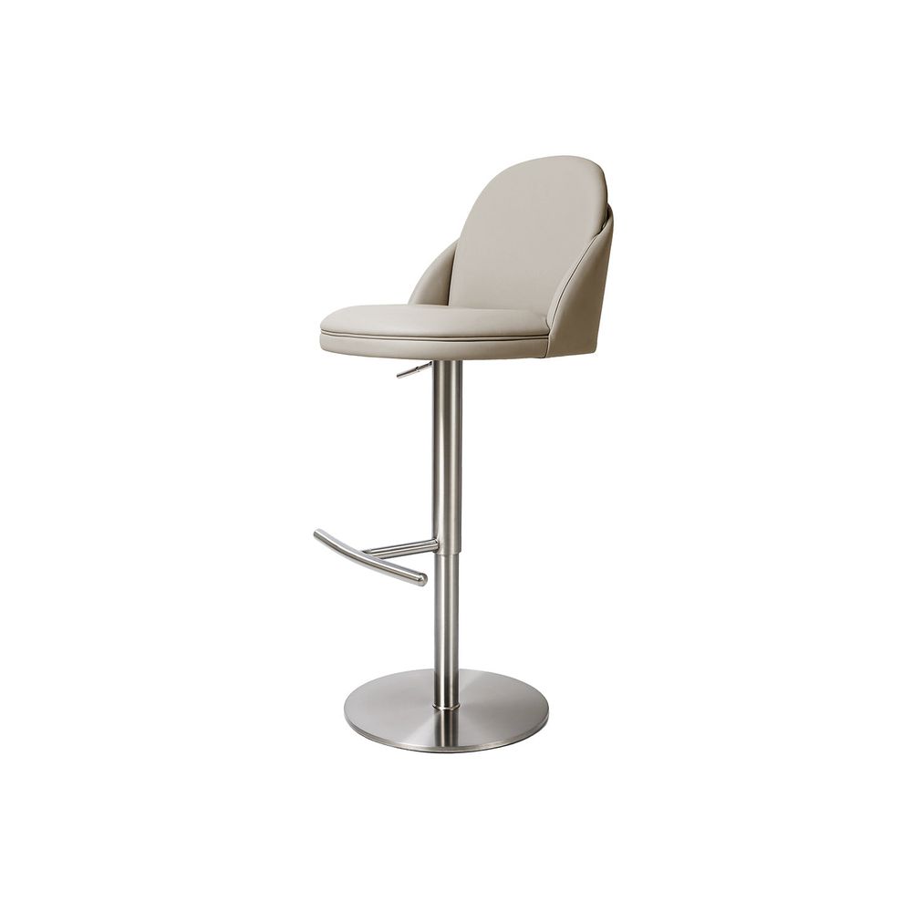 Additional view of Tommy Barstool in taupe beige and brushed silver.
