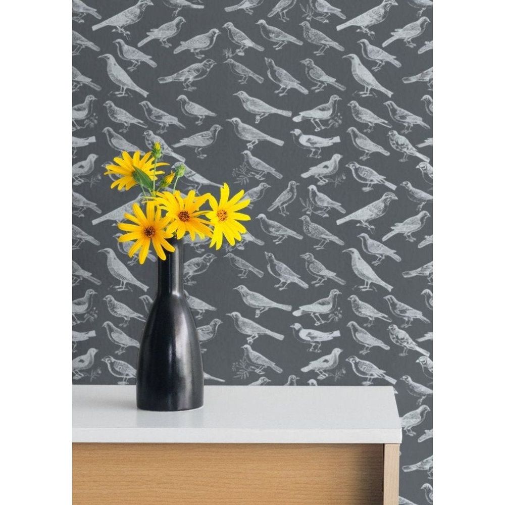 Alternate view of Tweeter Wallpaper, featuring matte finish, paper, and continuous wall covering.