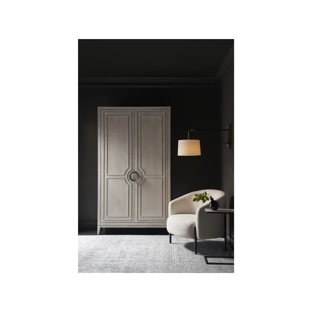 Additional view of Boer Accent Table in matte black and light gray, featuring c-shaped open base for sliding under seating.