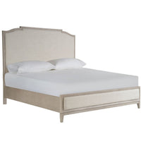 Additional view of Coalesce Panel Bed in light beige and warm light wood, featuring panel headboard.
