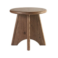 Additional view of Sienna Round Side Table in medium brown and warm oak brown.