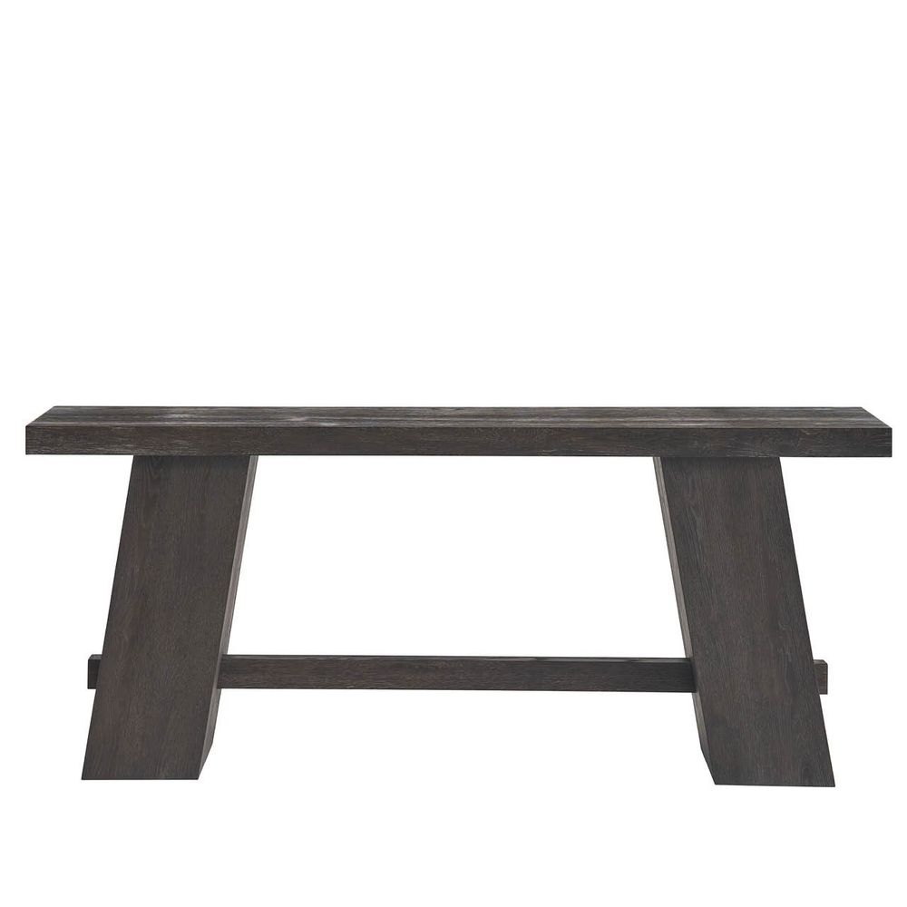Obsidian Console Table, shown in charcoal gray and dark espresso brown with solid wood and wood veneer.