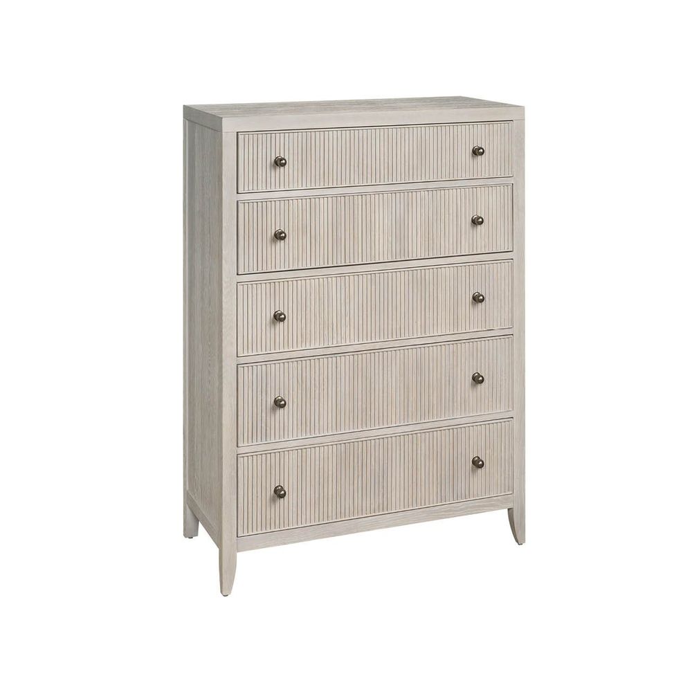Alternate view of Carmen Chest, featuring matte finish, wood, metal, and five full-width drawers.
