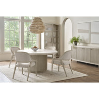 Alternate view of Carmen Round Dining Table, featuring fluted/reeded finish, wood, oak, and a round dining surface.