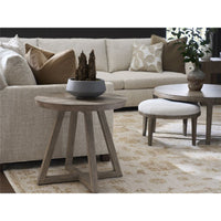 Alternate view of Boulder Round Side Table, featuring matte finish, wood, and round fixed tabletop.