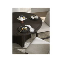 Sable Round Dining Table, shown in dark brown and espresso with wood, oak, and a round dining surface.