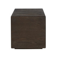 Sable Square End Table, shown in dark brown and espresso with wood and a flat solid top surface.