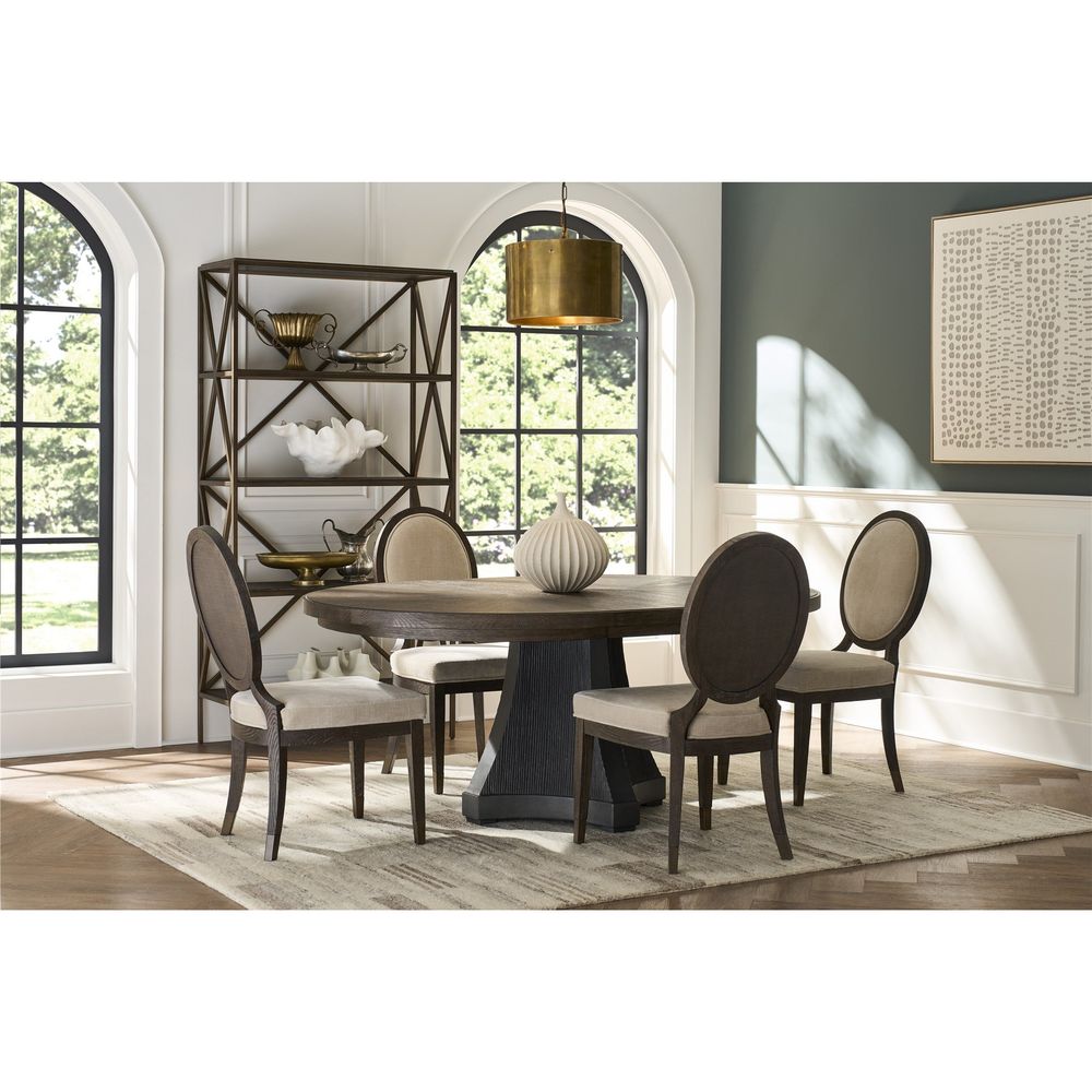Additional view of Cinder Dining Table, featuring matte finish, wood, and center seam indicating expandable leaf.