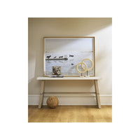 Additional view of Dockside Console Table in white and light oak.