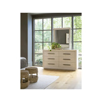 Alternate view of Shoreline Mirror, featuring light wash, wood, mirror glass, and wall-mounting hardware points.
