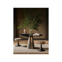 Additional view of Kira Stool in taupe and charcoal gray, featuring plush pile finish and backless stool.