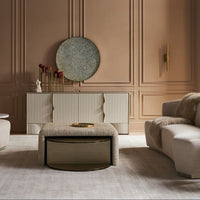Alternate view of Athenian Entertainment Console in off-white and cream.