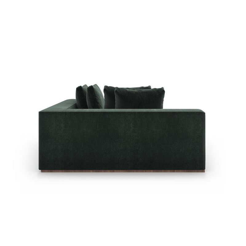 Additional view of Brunna Corner Chaise in deep forest green and warm ivory beige.