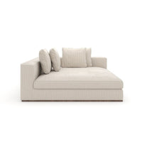 Alternate view of Brunna Corner Chaise in deep forest green and warm ivory beige.