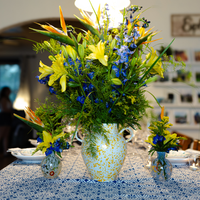 Alternate view of Taverna Speckled Two Handled Jug, Yellow/White in white and yellow.