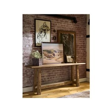 Alternate view of Sienna Console Table, featuring matte stain, wood, solid wood, and a open trestle base.