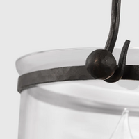 Alternate view of Milford Small Smoke Bell Lantern, featuring hammered finish, metal, glass, and chain-hung ceiling pendant.