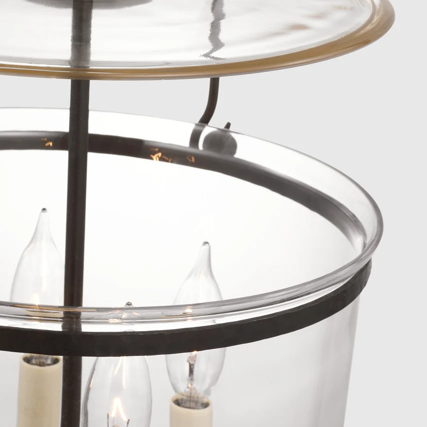 Additional view of Milford Small Smoke Bell Lantern, featuring hammered finish, metal, glass, and chain-hung ceiling pendant.