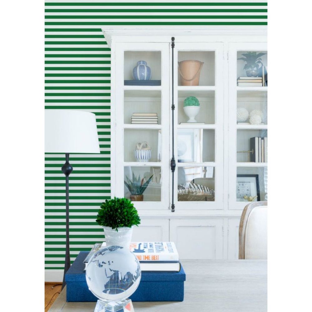 Additional view of Versa Stripe Wallpaper in black and white, featuring matte finish and wall-mounting.