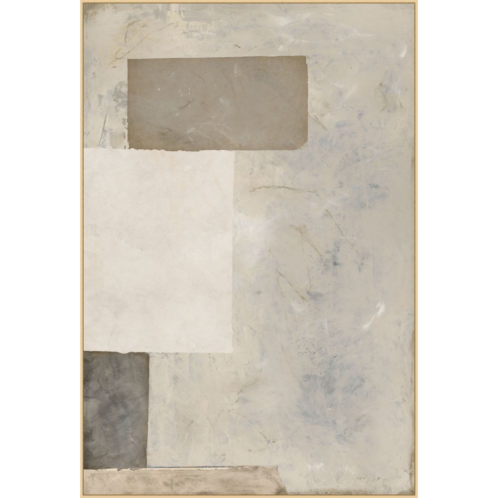 Modeled Block Building, shown in warm gray and off-white with canvas, wood frame, and framed wall-hanging format.