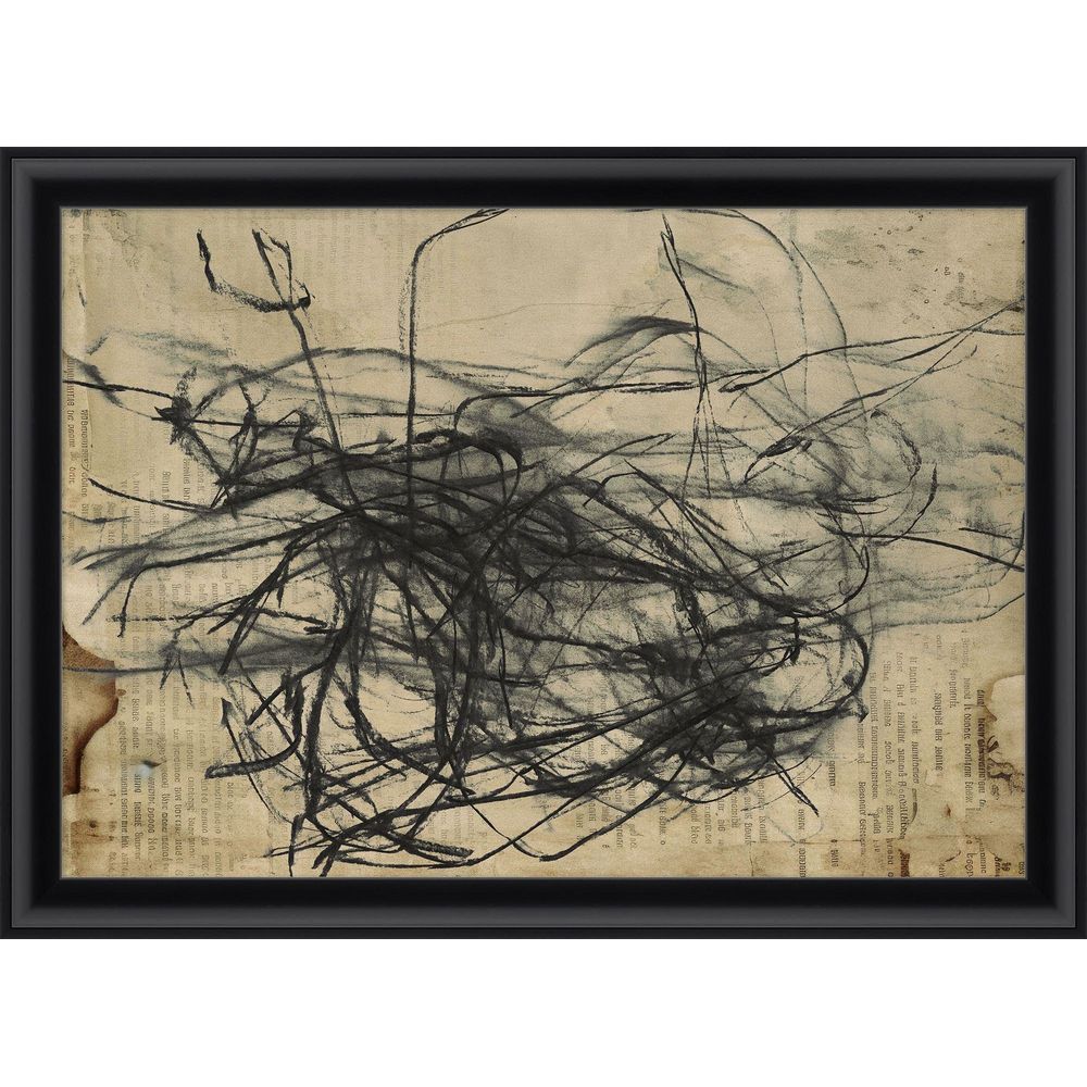 Entropy, shown in black and beige with paper, ink or charcoal, and a black rectangular frame.